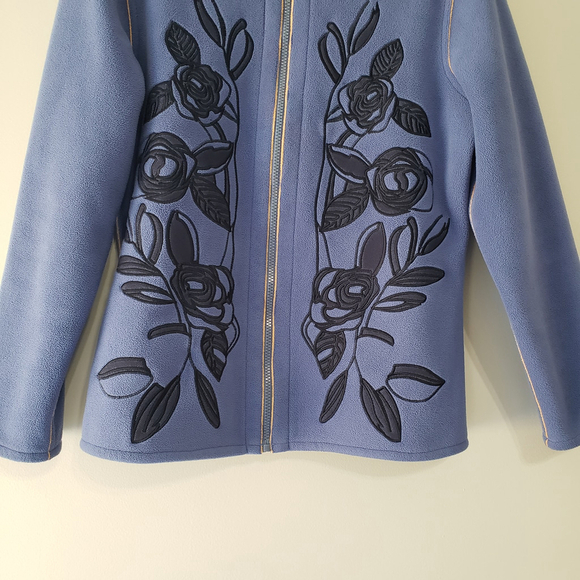 Susan Graver Style Fleece Jacket Women Small Embroidered Fleece Full Zip Floral - Picture 3 of 11